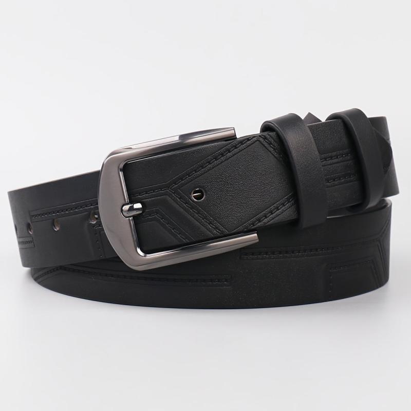 Men's Thread Alloy Needle Buckle PU Belt