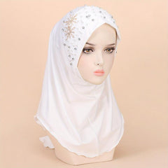 Faux Pearl Breathable Hijab Thin Bandana Stretchy Turban Hat