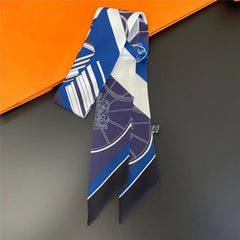 Vintage Print Skinny Scarf Classic Ribbon Neckerchief Twilly Scarf