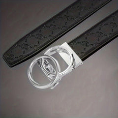 Men's Leather Belt Ratchet Buckle Adjustable Business Strap