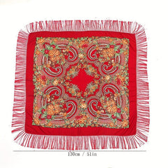 Vintage Tassel Square Scarf Boho Blanket Headscarf Windproof Shawl