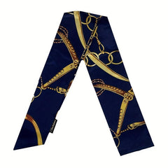 Vintage Silk Neck Scarf Long Thin Hair Band