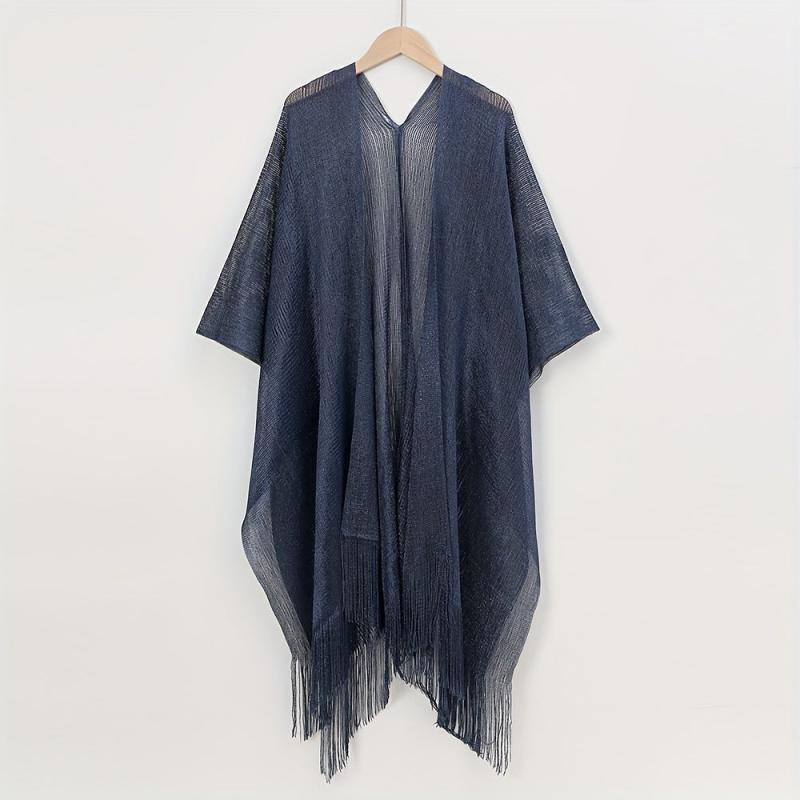 Glitter Tassel Shawl Solid Wrap for Women