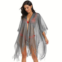 Glitter Tassel Shawl Solid Wrap for Women