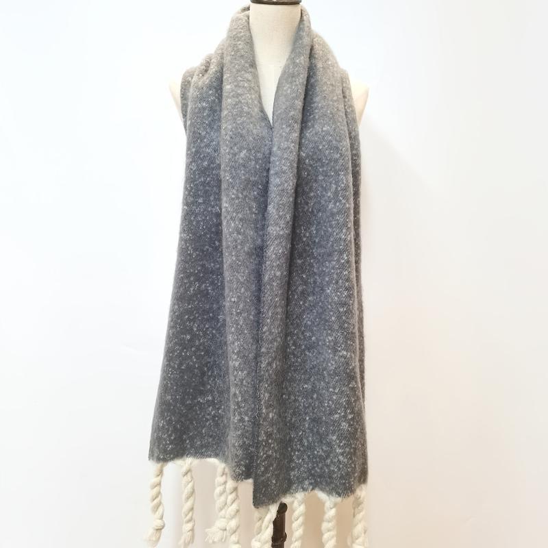Grey Cashmere Tassel Scarf Winter Shawl