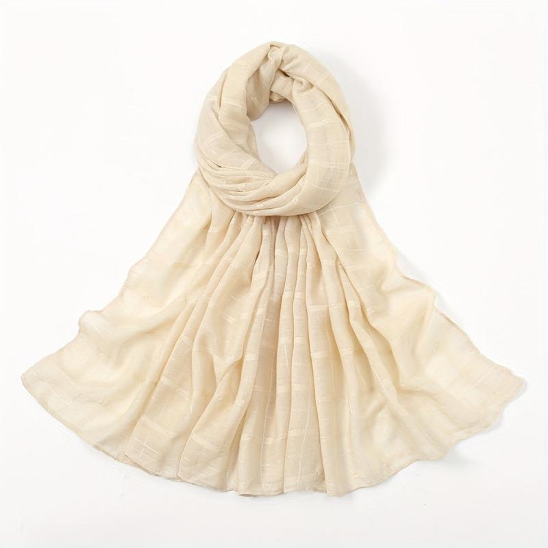 Plaid Scarf Casual Shawl Hijab Women Outdoor Head Wraps Turban