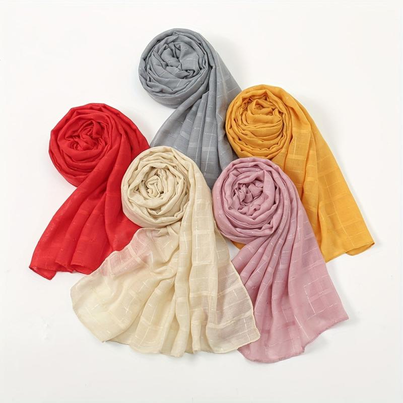 Plaid Scarf Casual Shawl Hijab Women Outdoor Head Wraps Turban