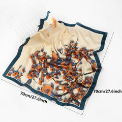 Retro Style Silk Square Scarf Lightweight Satin Headscarf