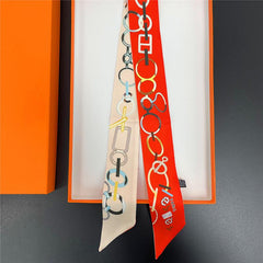Chain Pattern Neckerchief Casual Skinny Scarf Headband Sash Belt