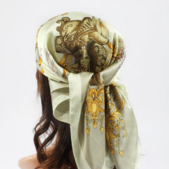 Silk Square Scarf Retro Palace Headscarf Thin Soft Sunscreen Wrap