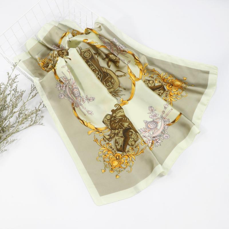 Silk Square Scarf Retro Palace Headscarf Thin Soft Sunscreen Wrap