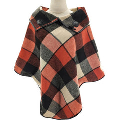 73 0cm Large Warm Shawl Woolen Plaid Coat Vintage Thick Cape