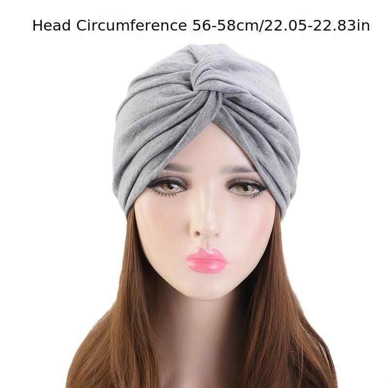Cross Knot Elastic Turban Solid Beanie Casual Head Wrap Ramadan Head Scarf Chemo