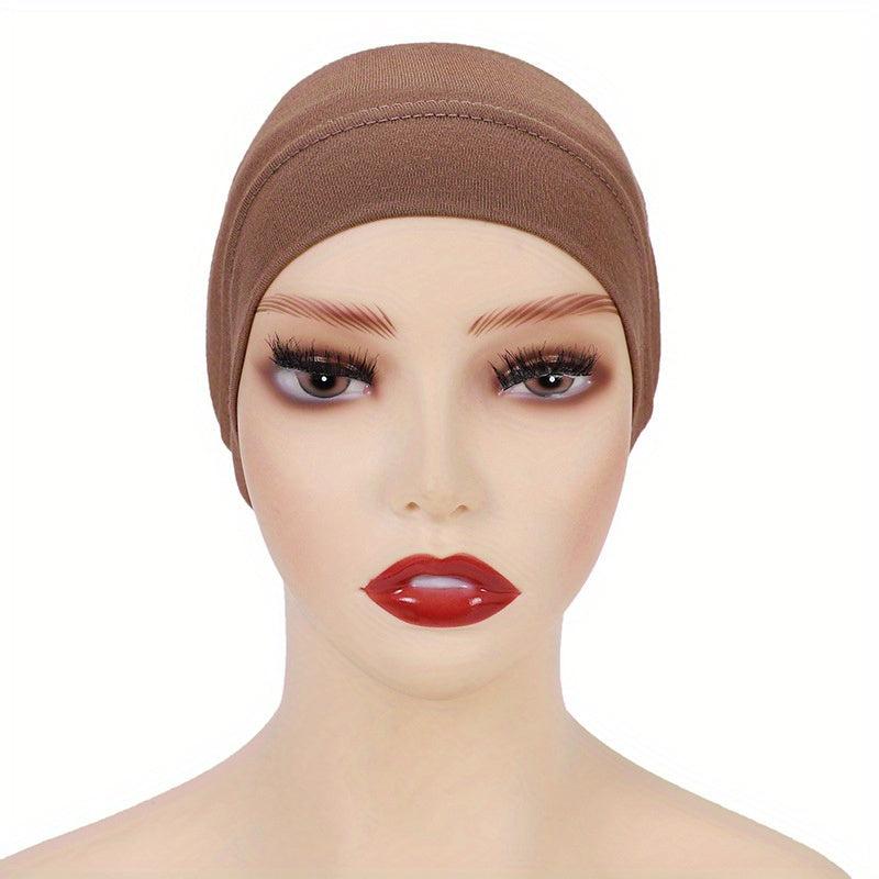 Solid Inner Cap Elastic Turban Women Head Wrap Hijab Underscarf Beanie