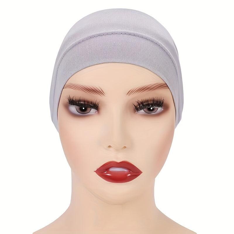 Solid Inner Cap Elastic Turban Women Head Wrap Hijab Underscarf Beanie