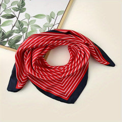 Striped Satin Scarf Silk Square Bandana Vintage Neck