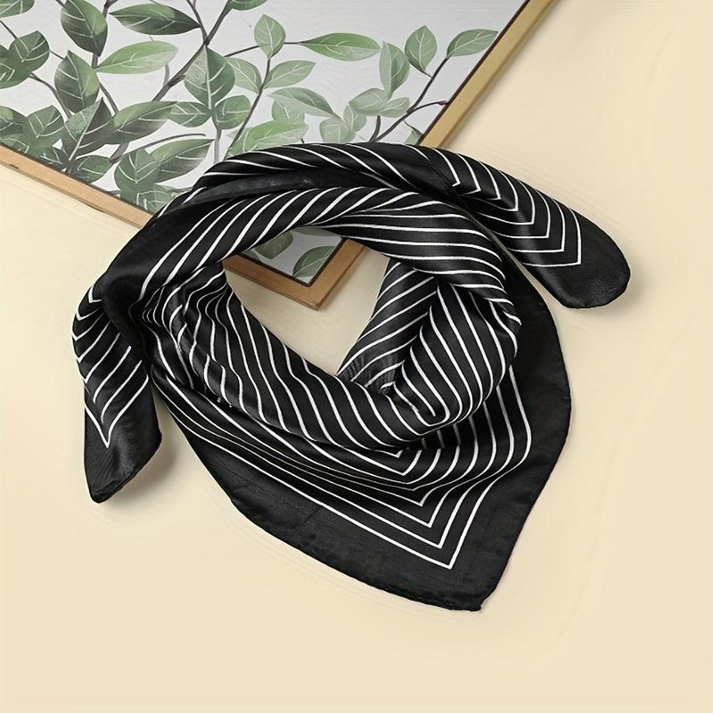 Striped Satin Scarf Silk Square Bandana Vintage Neck