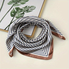 Striped Satin Scarf Silk Square Bandana Vintage Neck