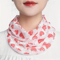 Lace Floral Print Scarf Gauze Neck Gaiter Veil Sunscreen Face Covering