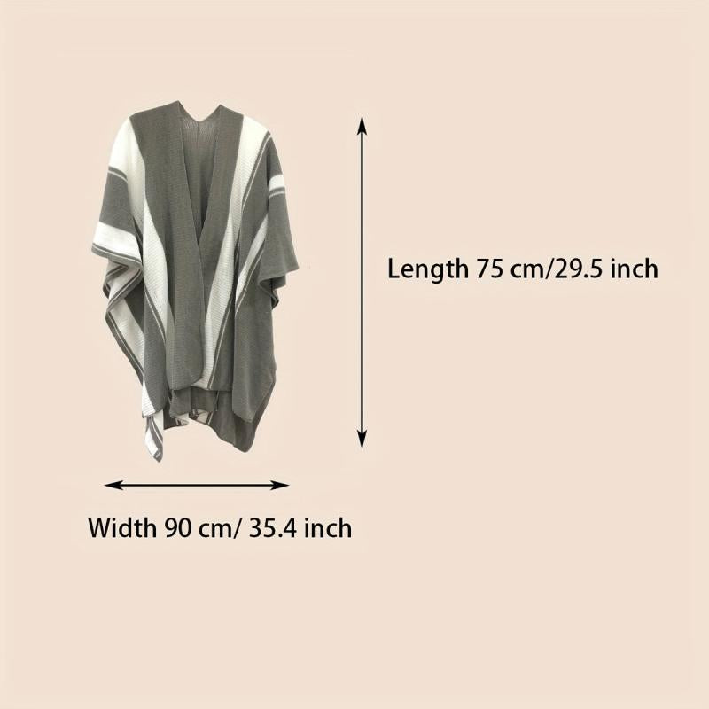 Double Colors Knitted Shawl Warm Windproof Cardigan Casual Outdoor Shawl