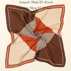Geometric Striped Silk Scarf Neckerchief Head Wrap Hair Accessories