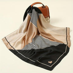 Geometric Striped Silk Scarf Neckerchief Head Wrap Hair Accessories