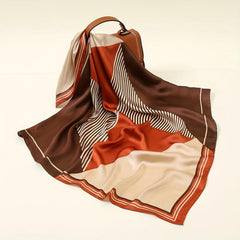 Geometric Striped Silk Scarf Neckerchief Head Wrap Hair Accessories