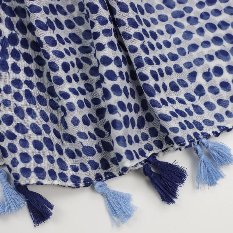 Flower & Leaves Print Fringe Trim Scarf Shawl Wrap Casual Head Wrap