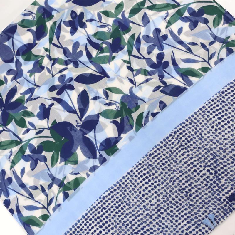 Flower & Leaves Print Fringe Trim Scarf Shawl Wrap Casual Head Wrap