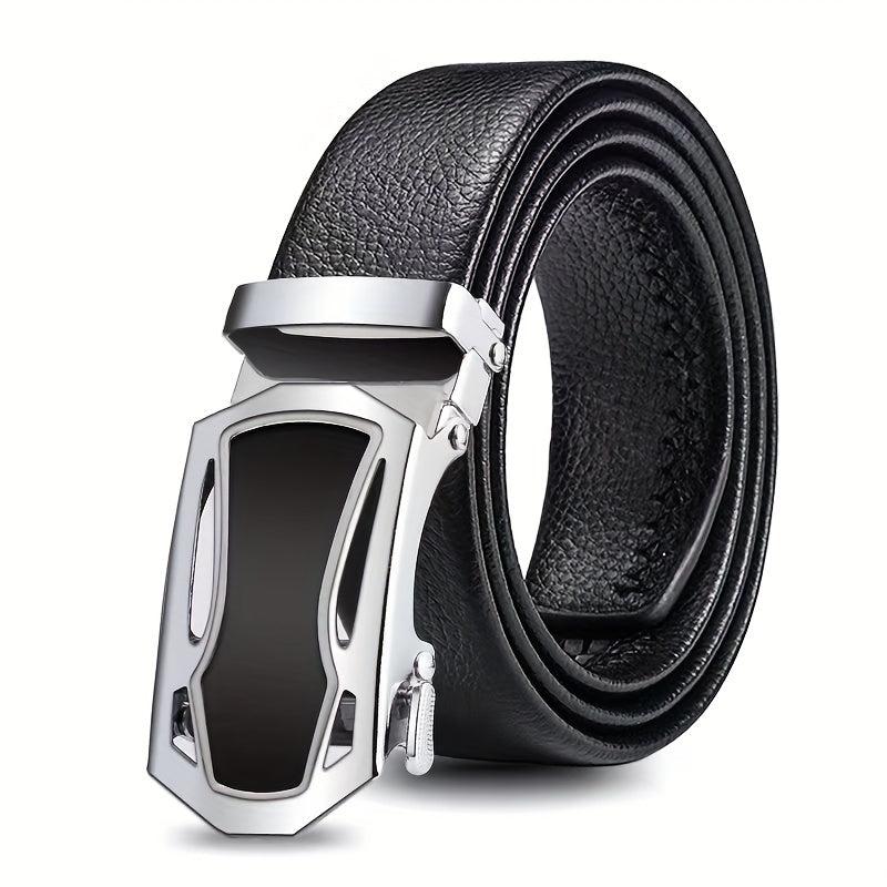 Men's Automatic Buckle Belt PU Leather Business Suit Waist Strap