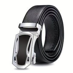 Men's Automatic Buckle Belt PU Leather Business Suit Waist Strap
