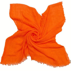 Fluorescent Orange Raw Edge Scarf Beach Sunscreen Shawl
