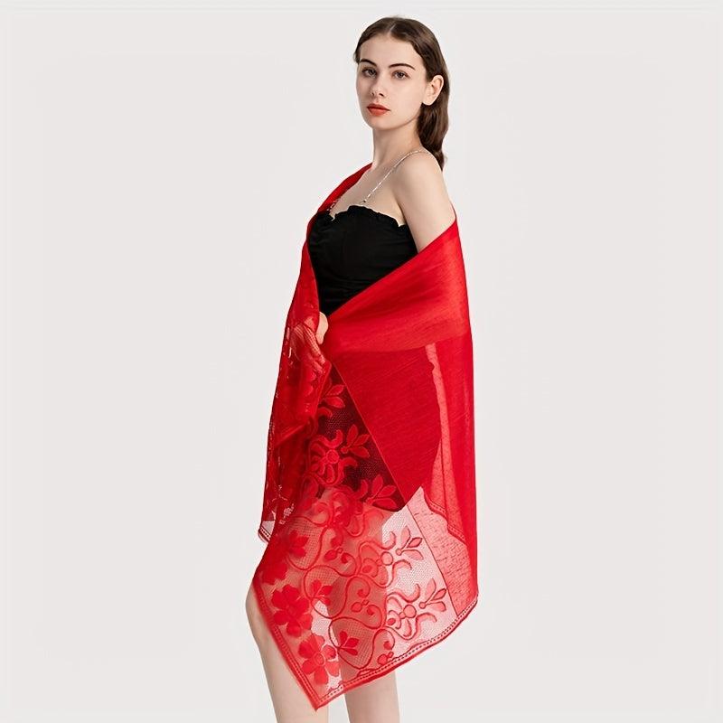 Flower Pattern Lace Scarf Shawl Wrap Head Wrap Daily Decoration Gift