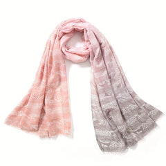 Paisley Print Scarf Boho Block Shawl Frayed Edge Windproof Head Wrap Sunscreen