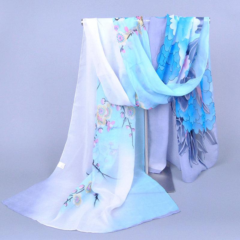 Chiffon Silk Scarf Print Scarf Retro Warm Shawl