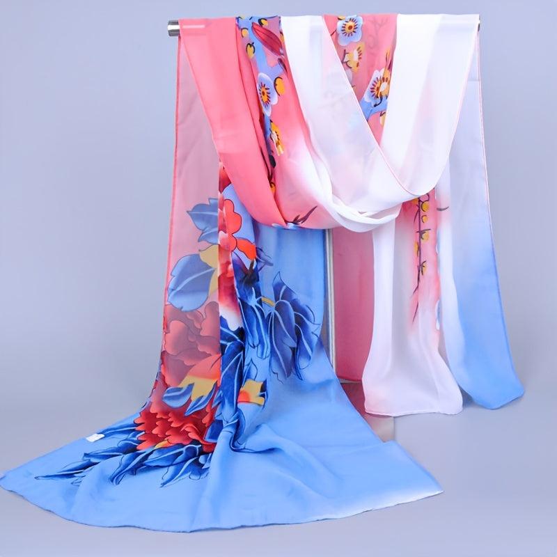 Chiffon Silk Scarf Print Scarf Retro Warm Shawl
