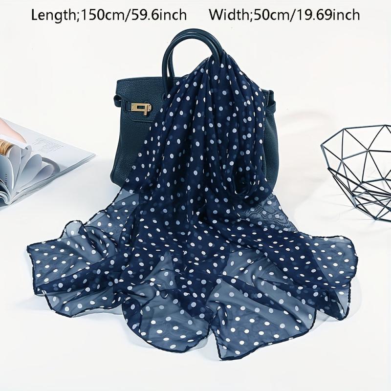 Polka Dot Print Chiffon Scarf Thin Shawl Breathable Gauze Head Wrap Women Boho