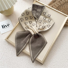 Knitted Letter D Neck Scarf Cold Weather Scarves For Women
