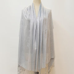 Silver Silk Tassel Scarf Casual Shawl Warm Wrap Women Outdoor Accessories