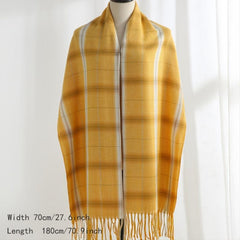 Cashmere Plaid Scarf Warm Checked Scarves For Women Soft Thick Shawls