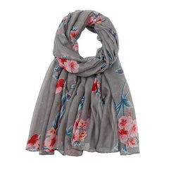 Printed Plants Floral Shawl Warm Yarn Scarf Head Wrap Sun Protection Beach