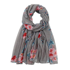 Printed Plants Floral Shawl Warm Yarn Scarf Head Wrap Sun Protection Beach