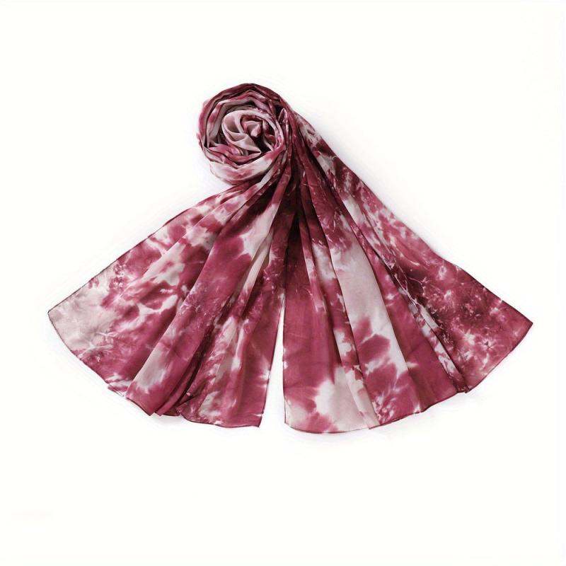 Tie Dye Chiffon Hijab Vintage Head Scarf Thin Shawl Turban