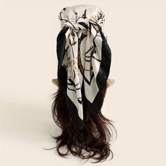 Vintage Flower Print Bandana Silk Scarf for Women