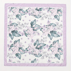 Leaf Print Light Purple Bandana Casual Square Scarf Neckerchief Women