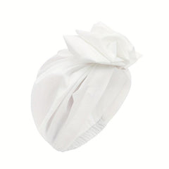 Vintage French Style Turban Cap Solid Pleated Headwrap Plate Flower Head Scarf