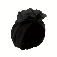 Vintage French Style Turban Cap Solid Pleated Headwrap Plate Flower Head Scarf