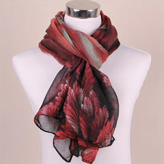 Coral Flower Silk Scarf Wrap for Daily Decoration