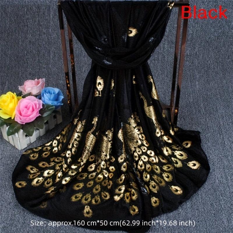 Peacock Chiffon Scarf Solid Shawl Hijab Windproof Head Wrap Sunscreen Travel