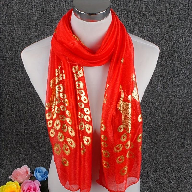 Peacock Chiffon Scarf Solid Shawl Hijab Windproof Head Wrap Sunscreen Travel